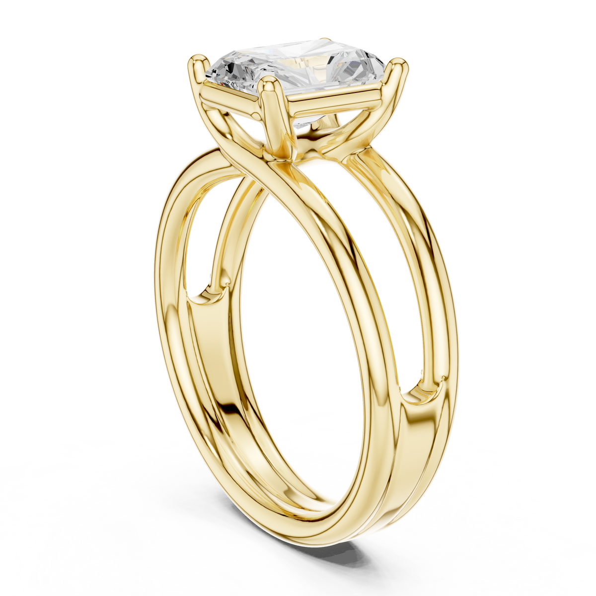 Radiant-Cut Triple-Shoulder Solitaire Ring — 9 RA — digital design render