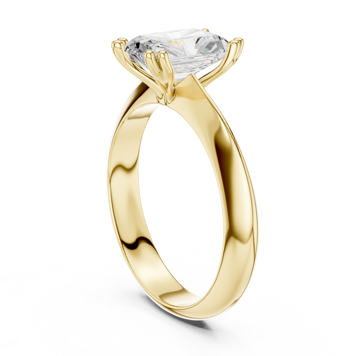 Radiant-Cut Wide-Shoulder Solitaire Ring — DDLR-147-RA — digital design render