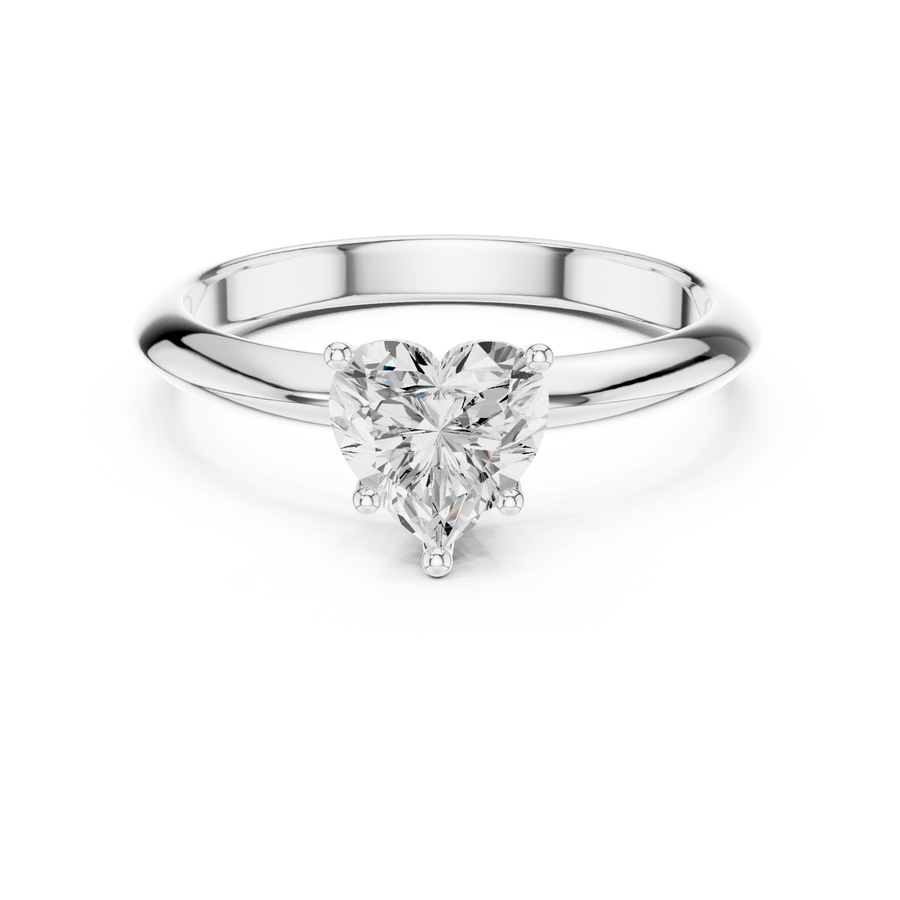 Heart-Cut Tapered Solitaire Ring — DDLR-146-HR