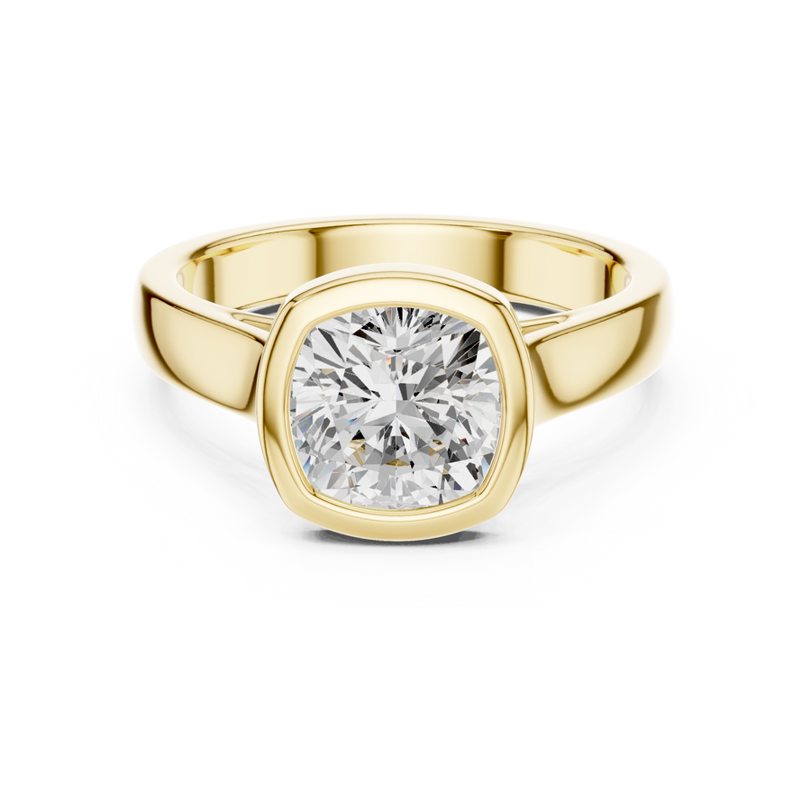 Cushion-Cut Bezel-Set Solitaire Ring — DDLR-092-CU