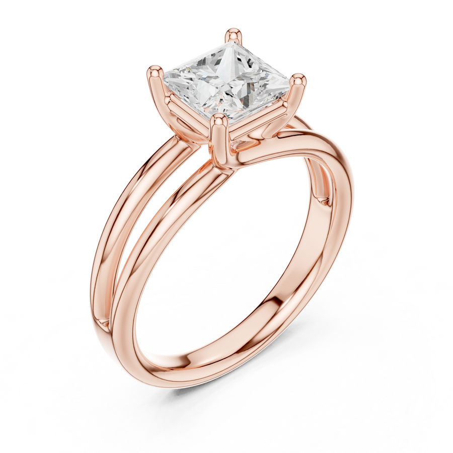 Princess-Cut Triple-Shoulder Solitaire Ring — 9 PRI