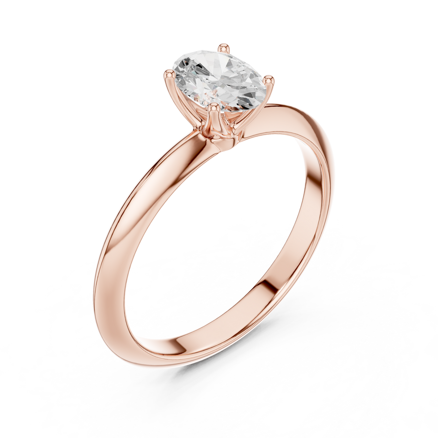 Oval-Cut Tapered Solitaire Ring — DDLR-146-OV