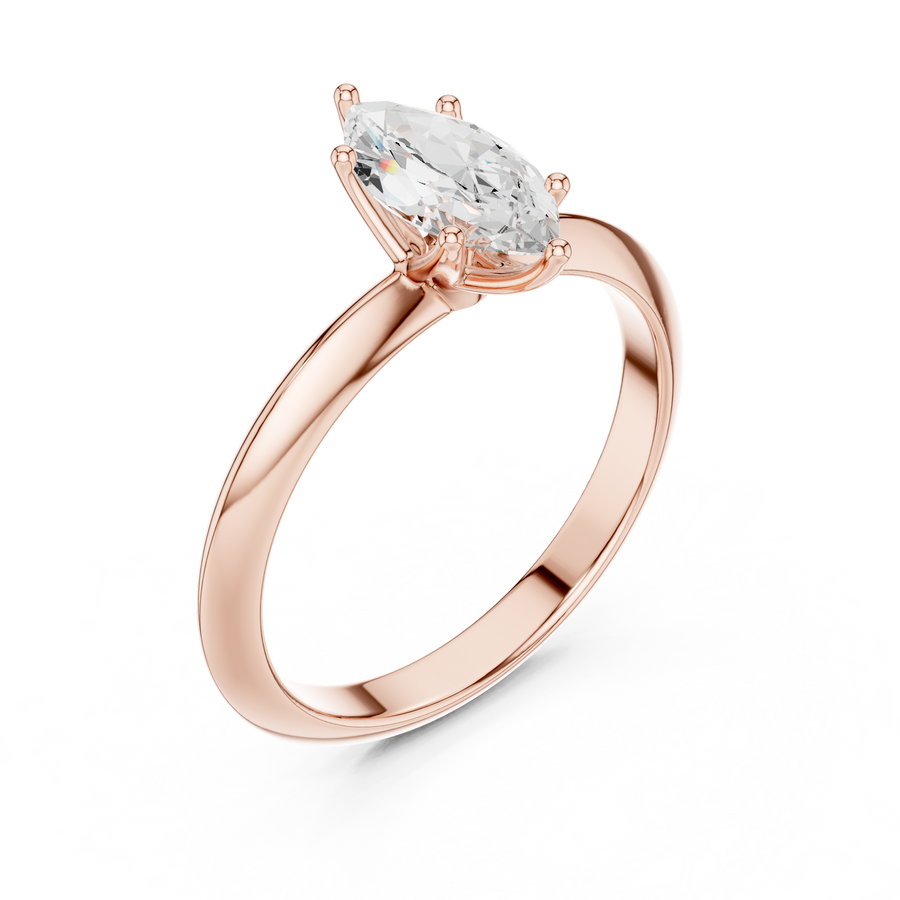 Marquise-Cut Tapered Solitaire Ring — DDLR-146-MQ