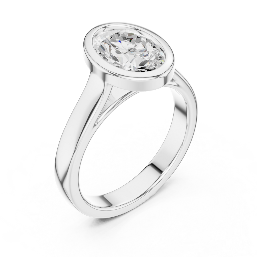 Oval-Cut Bezel-Set Solitaire Ring — DDLR-092-OV