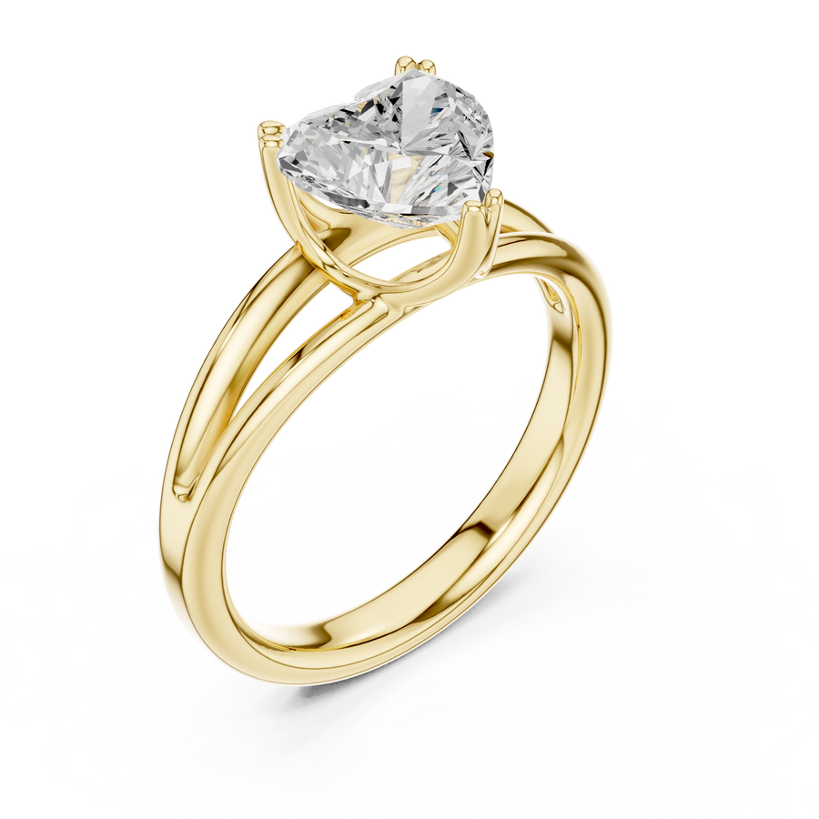 Heart-Cut Split-Shoulder Solitaire Ring — DDLR-094-HR