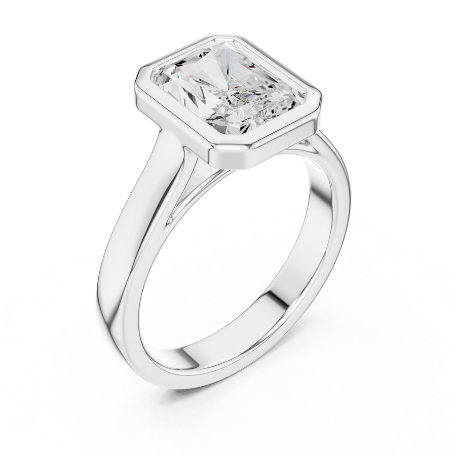 Radiant-Cut Bezel-Set Solitaire Ring — DDLR-092-RA