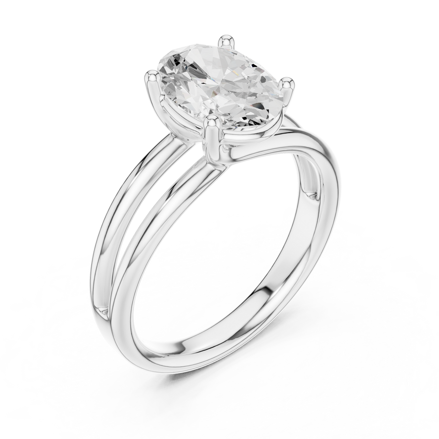 Oval-Cut Triple-Shoulder Solitaire Ring — 9 OV