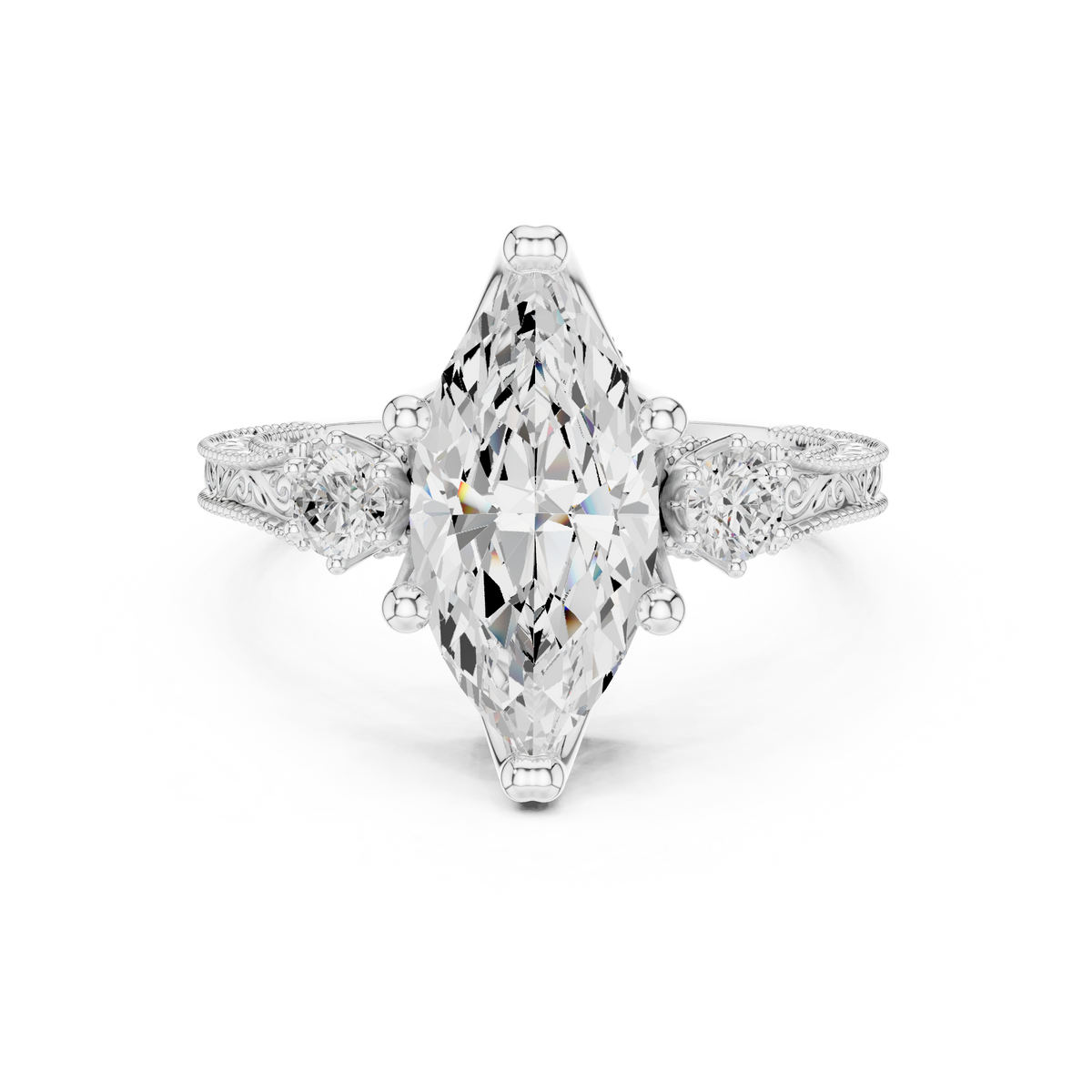 LH-03255 — Marquise-Cut Ring — digital design render