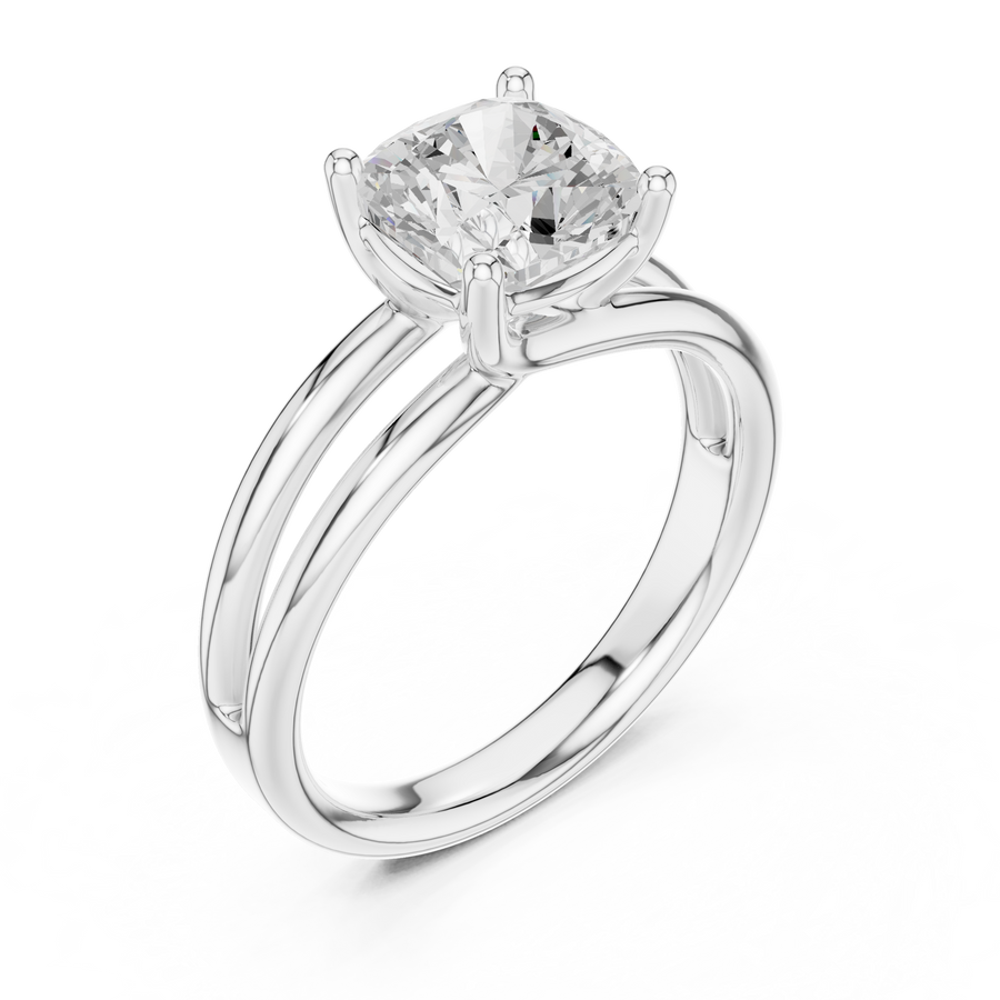 Cushion-Cut Triple-Shoulder Solitaire Ring — 9 CU
