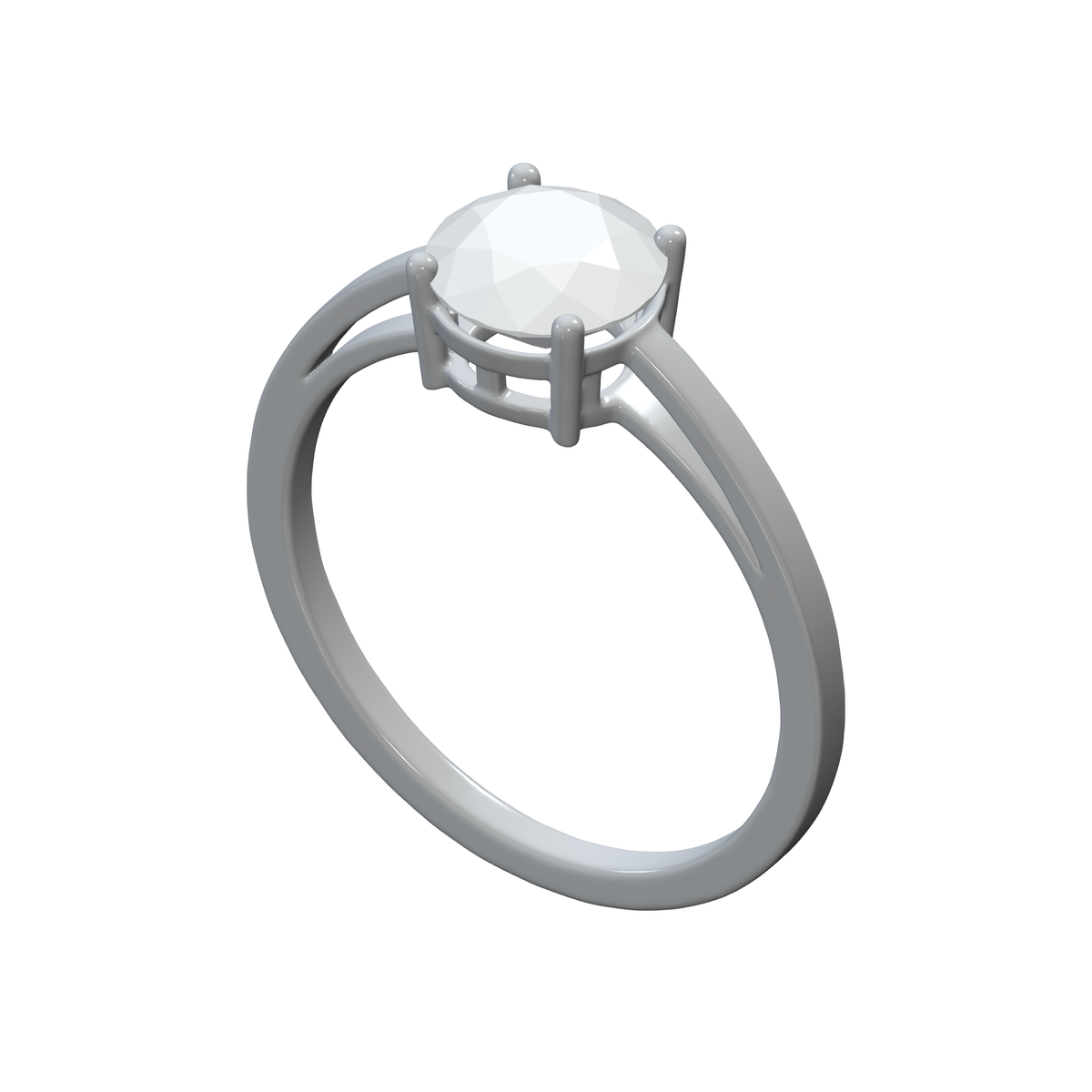 LH-1670 round cathedral solitaire ring design — CAD preview perspective