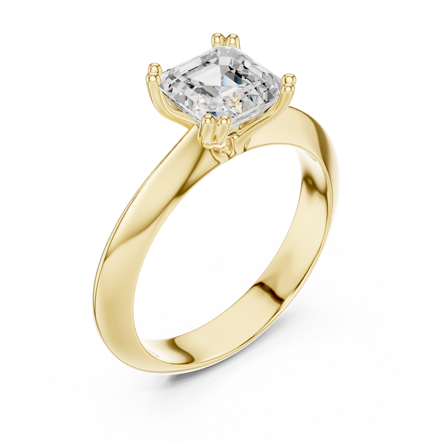 Asscher-Cut Wide-Shoulder Solitaire Ring — DDLR-147-AC