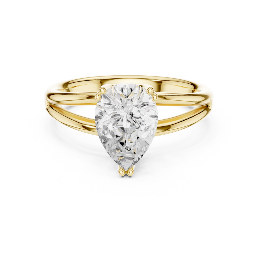 Pear-Cut Split-Shoulder Solitaire Ring — DDLR-094-PE