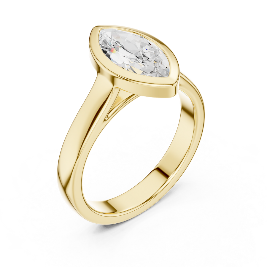 Marquise-Cut Bezel-Set Solitaire Ring — DDLR-092-MQ