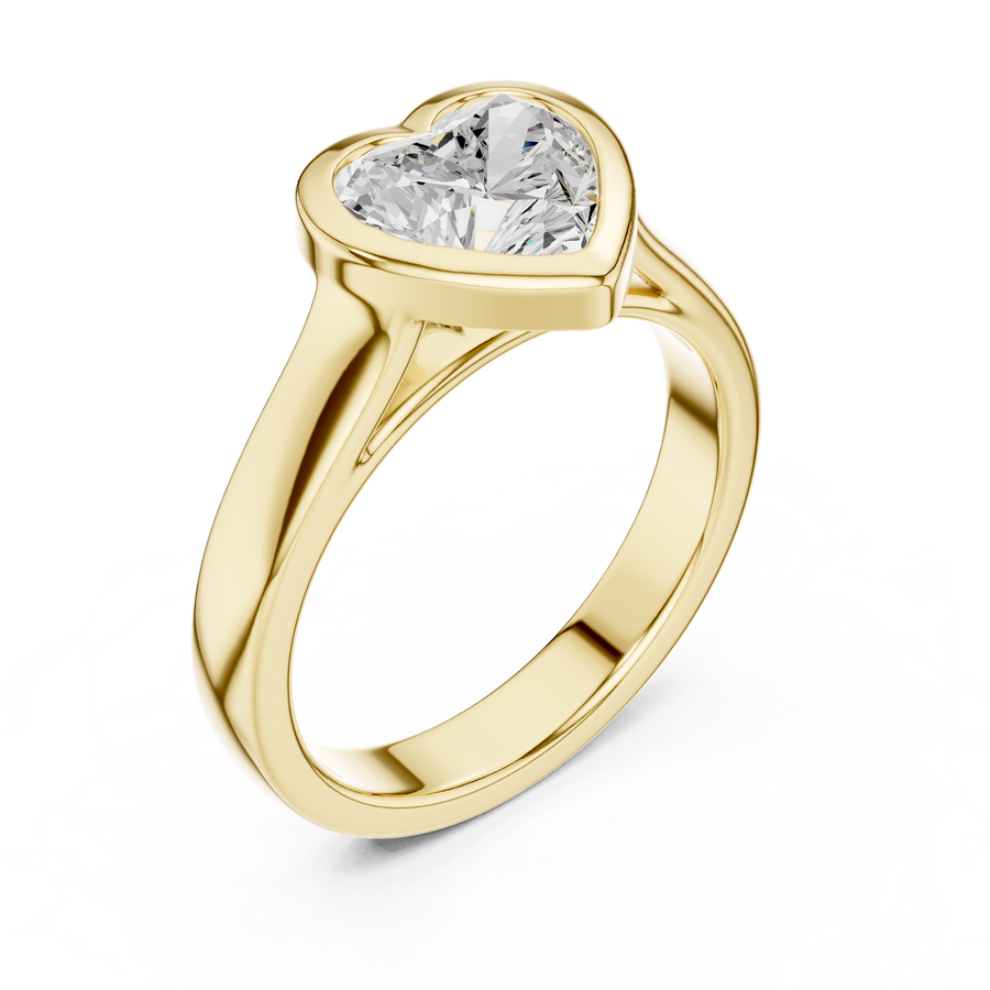 Heart-Cut Bezel-Set Solitaire Ring — DDLR-092-HR