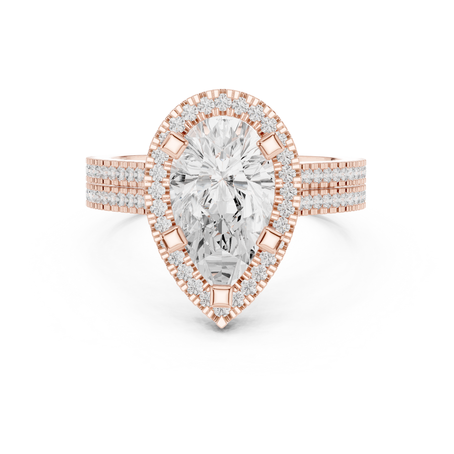 Pear Halo Ring