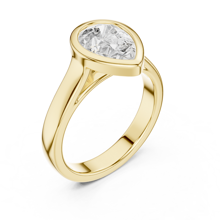 Pear-Cut Bezel-Set Solitaire Ring — DDLR-092-PE