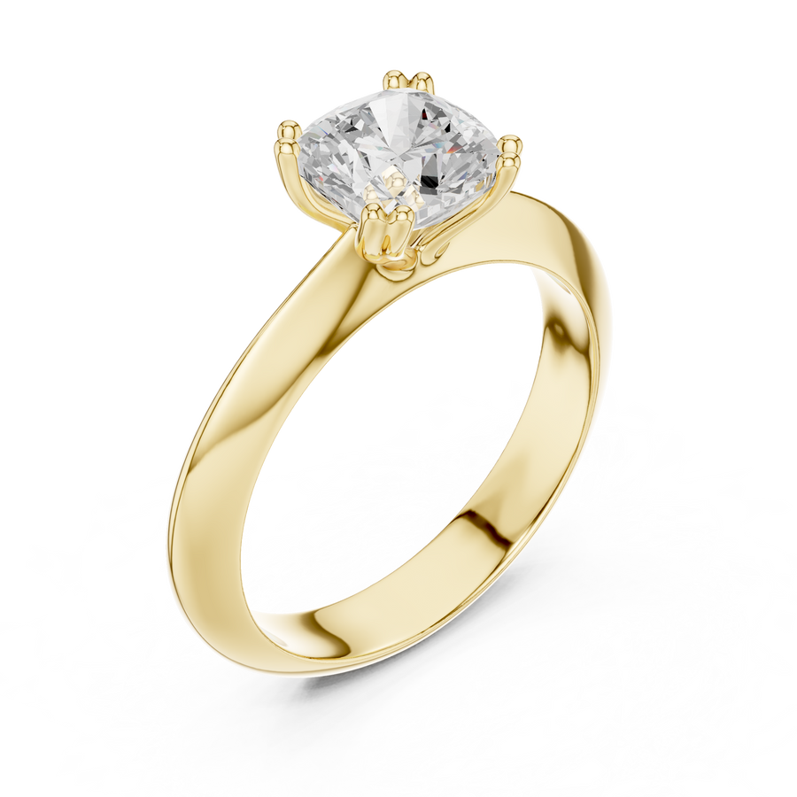 Cushion-Cut Wide-Shoulder Solitaire Ring — DDLR-147-CU