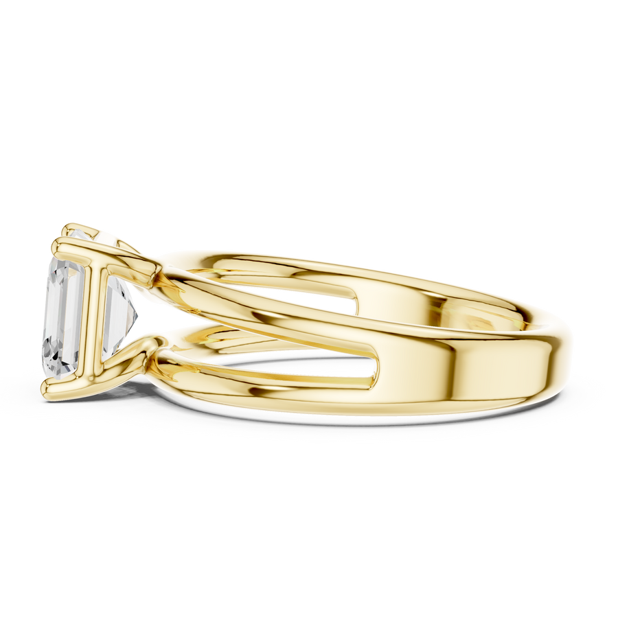 Asscher-Cut Triple-Shoulder Solitaire Ring — 9 AC