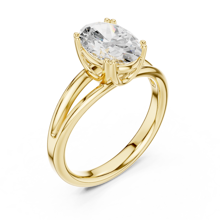 Oval-Cut Split-Shoulder Solitaire Ring — DDLR-094-OV