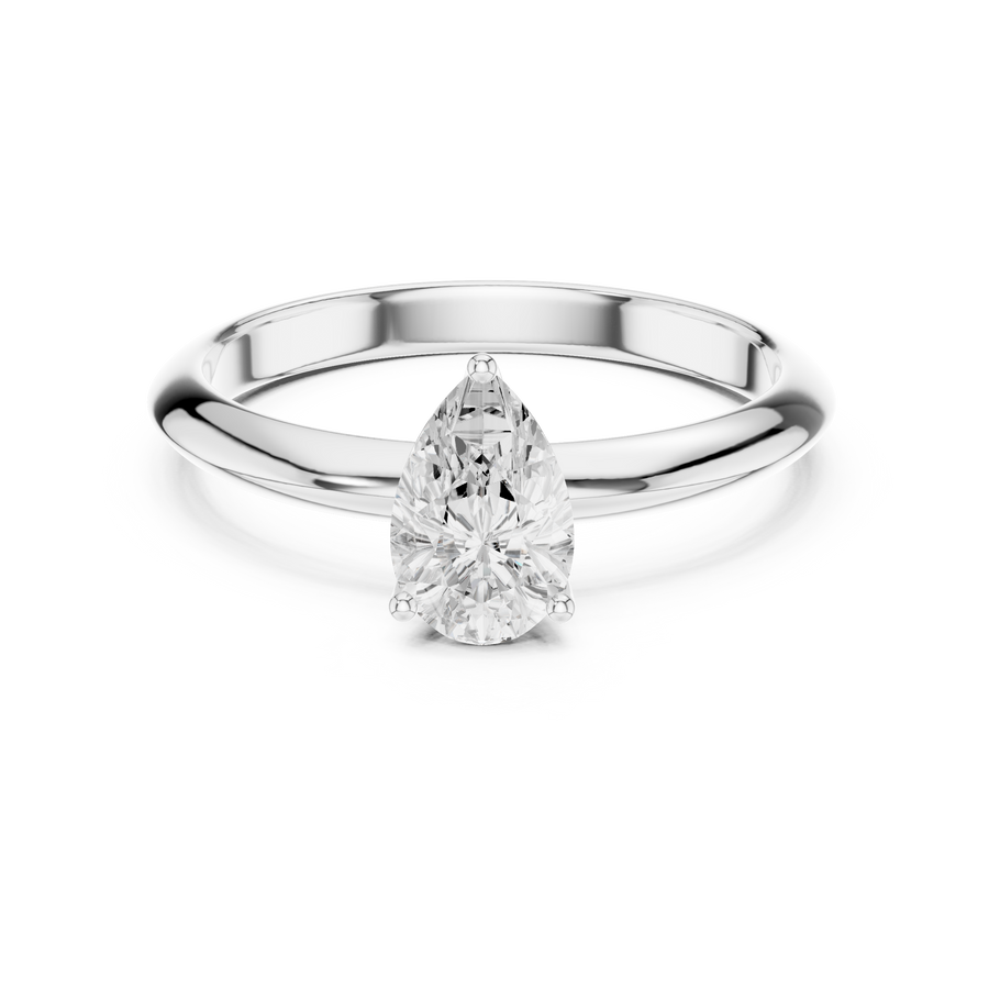 Pear-Cut Tapered Solitaire Ring — DDLR-146-PE