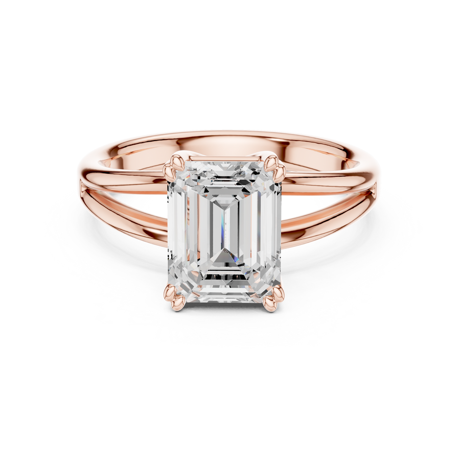 Emerald-Cut Split-Shoulder Solitaire Ring — DDLR-094-EM