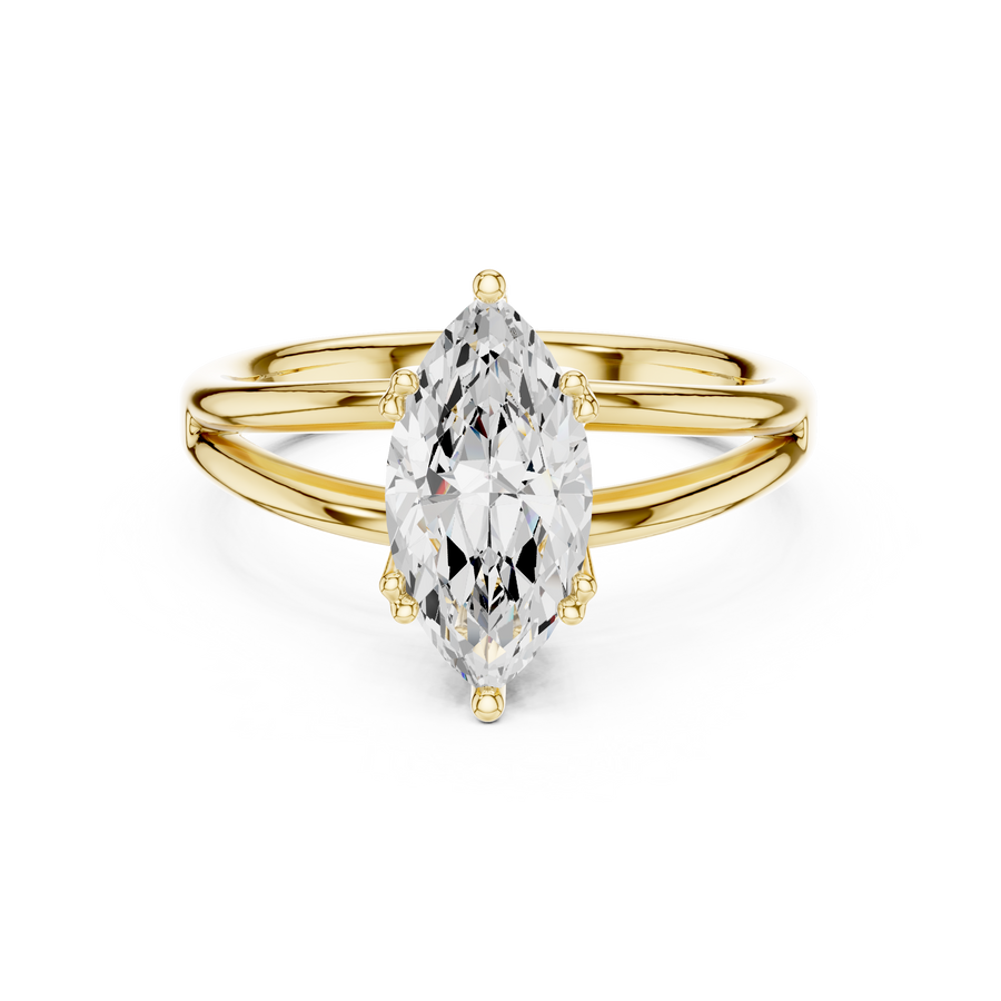 Marquise-Cut Split-Shoulder Solitaire Ring — DDLR-094-MQ