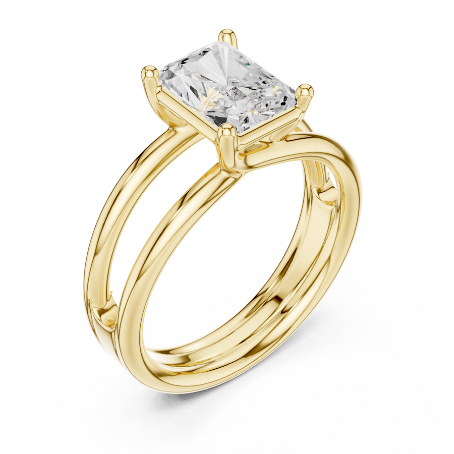 Radiant-Cut Triple-Shoulder Solitaire Ring — 9 RA