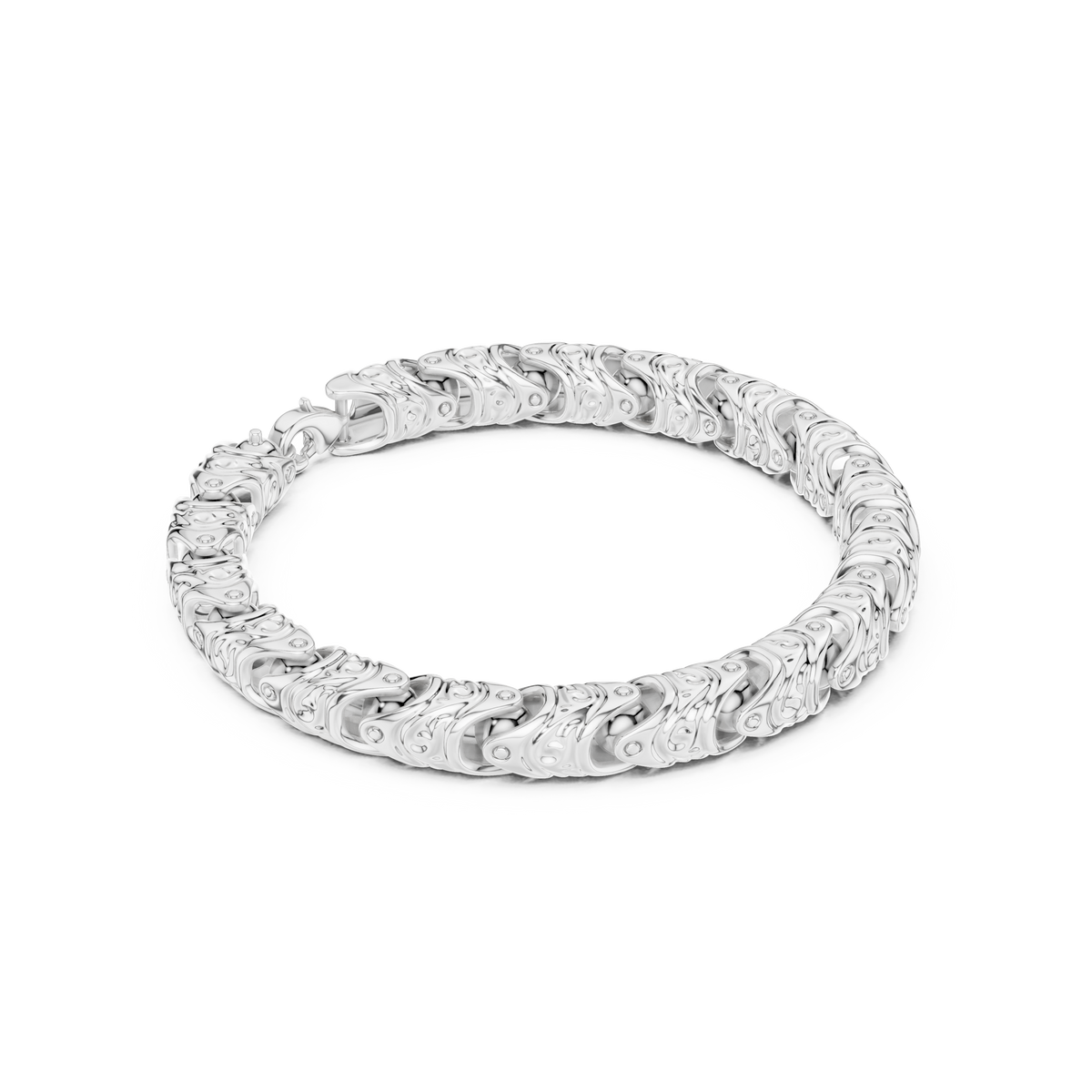 Patterned Oval-Link Bracelet 670 — B14-670 | Finish: white 