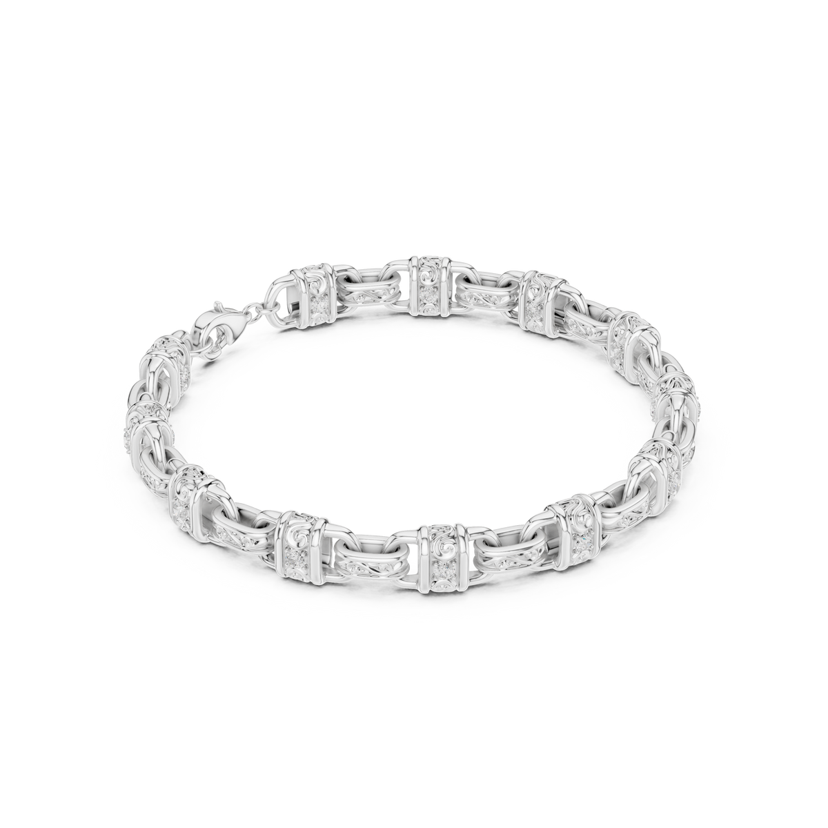 Rectangular Cluster-Link Bracelet 677 — B14-677 | Finish: white 