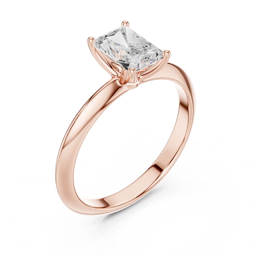 Radiant-Cut Tapered Solitaire Ring — DDLR-146-RA
