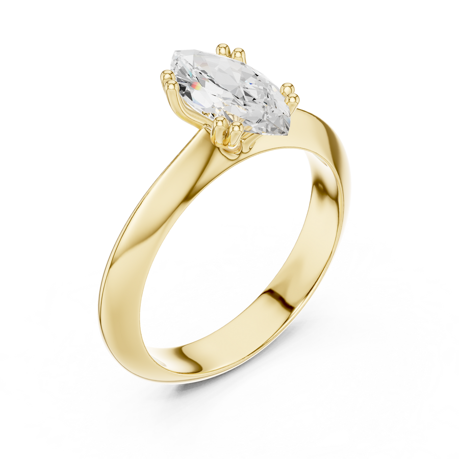 Marquise-Cut Wide-Shoulder Solitaire Ring — DDLR-147-MQ
