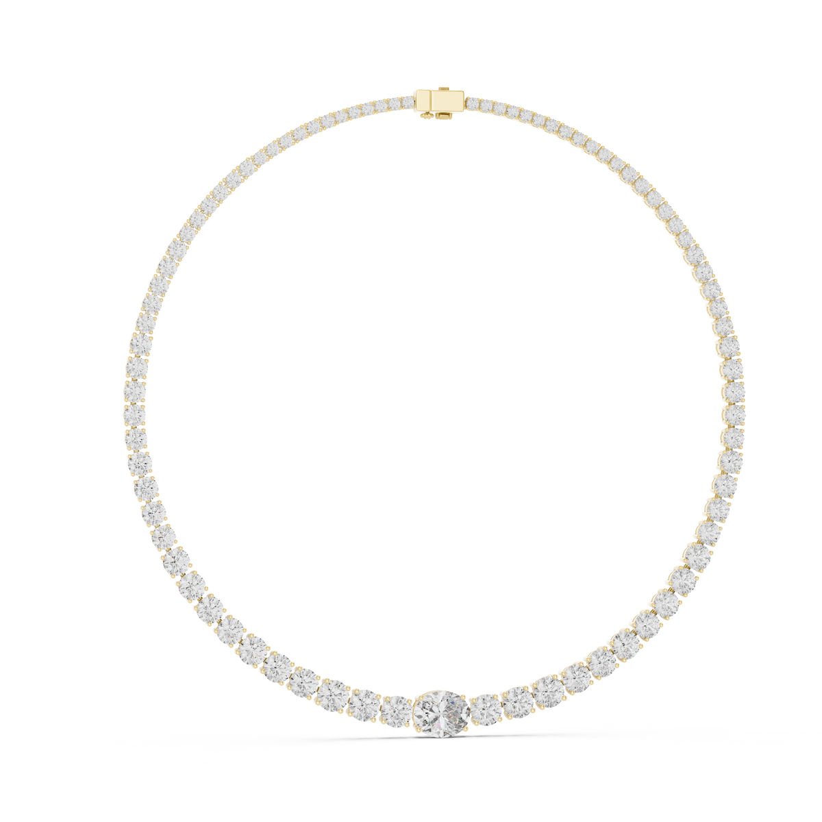 Round-Centre Tennis Necklace — GNK-0013 — digital design render