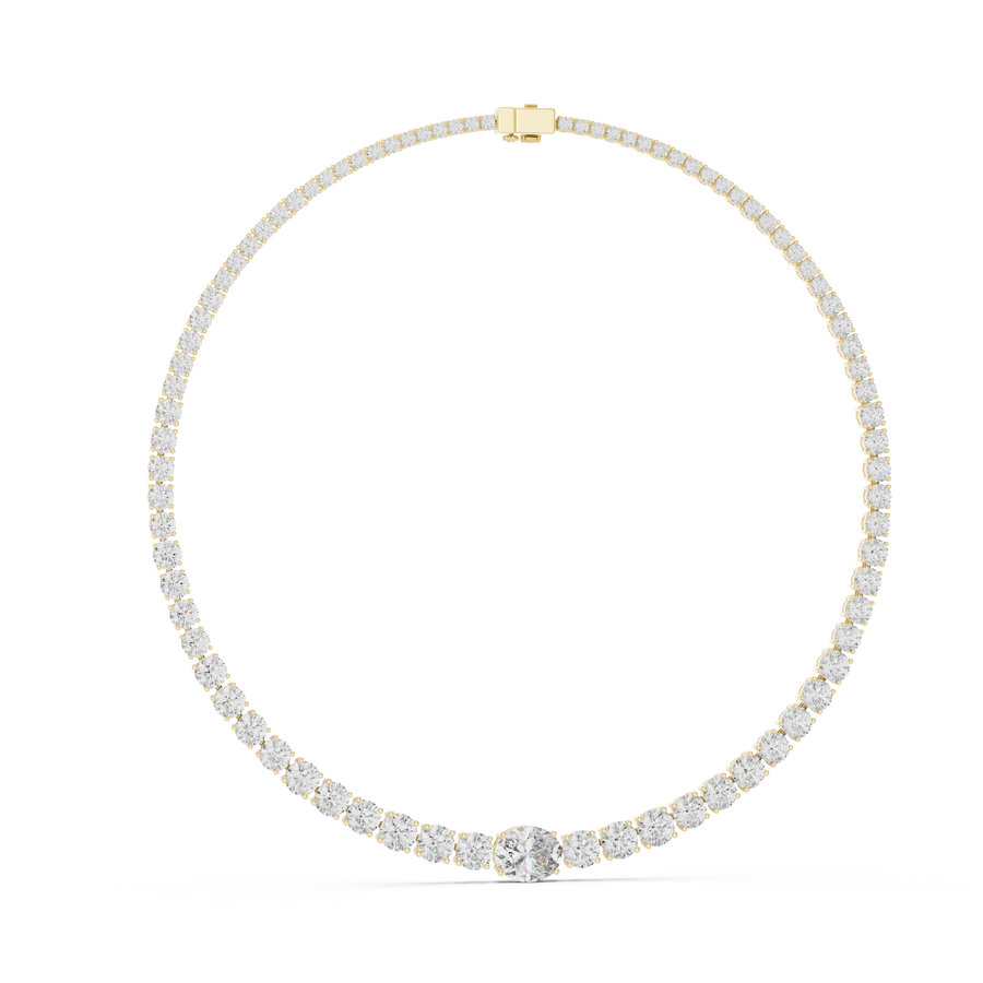 Round-Centre Tennis Necklace — GNK-0013 — digital design render