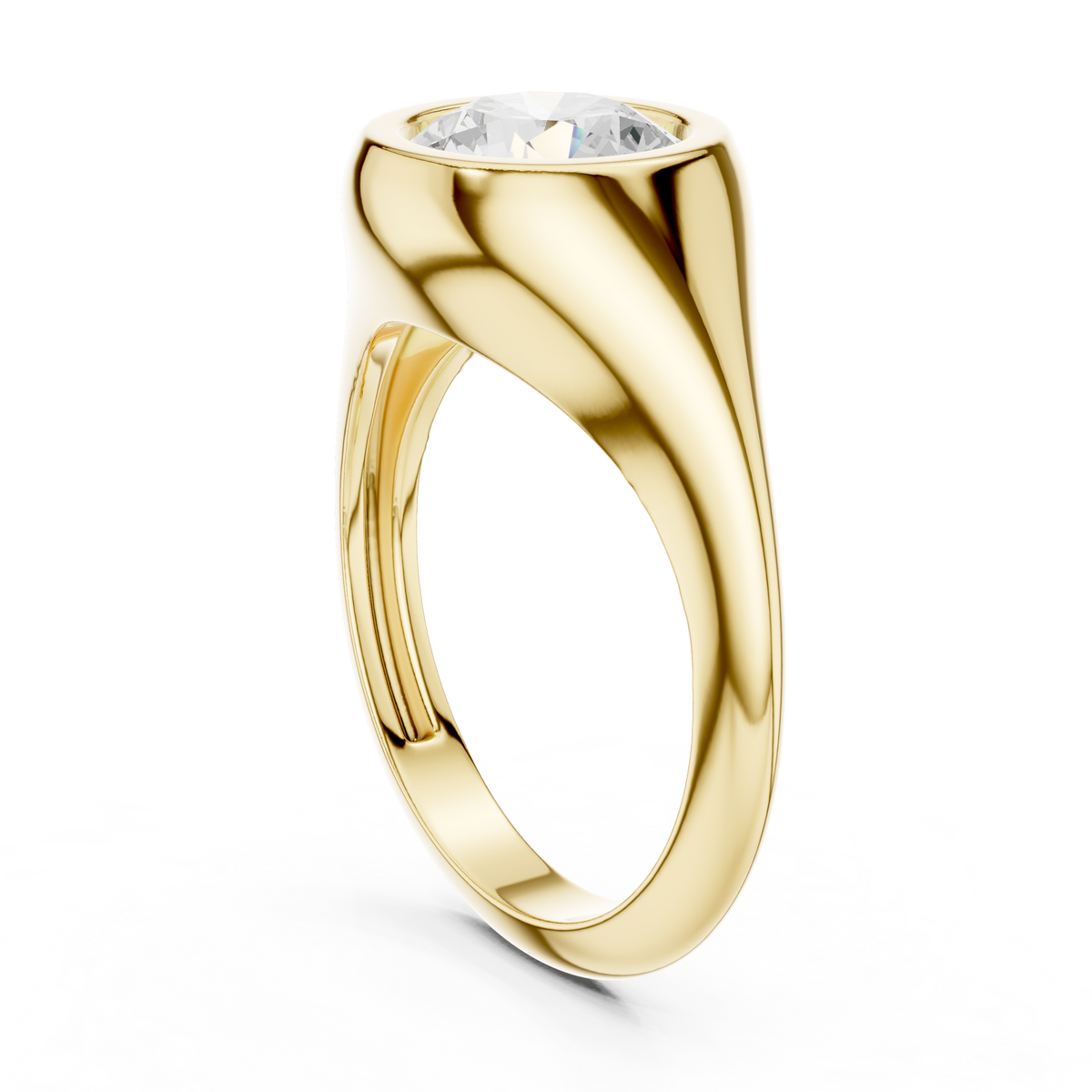 Round-Cut Openwork Solitaire Ring — DDLR-093-RD — digital design render
