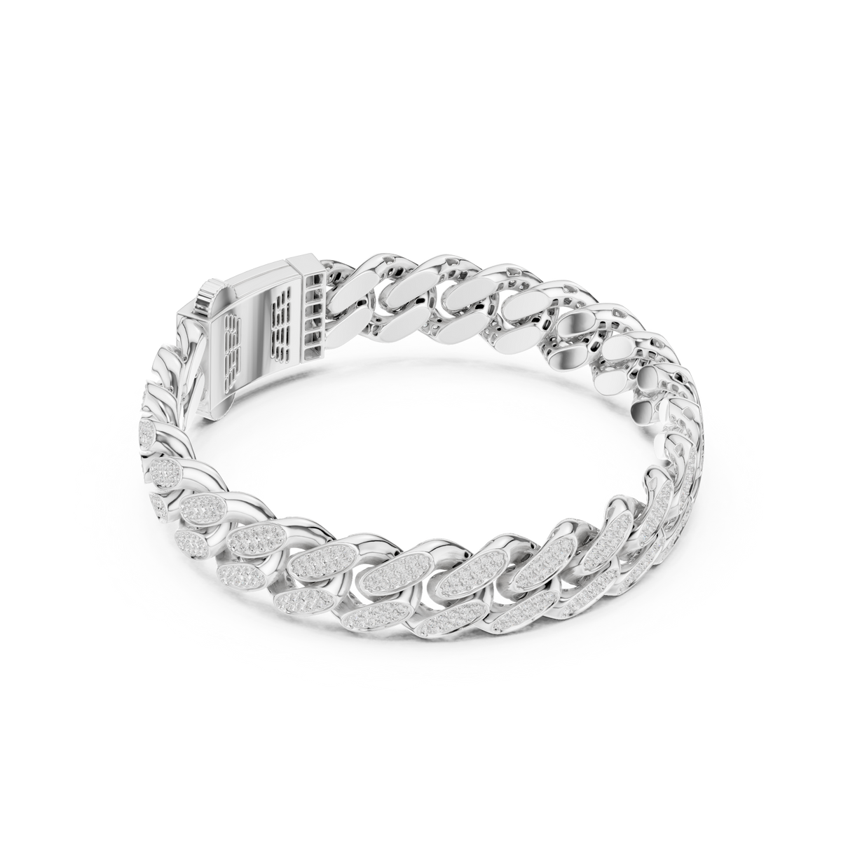 Sculpted Pavé Curb Link Bracelet — B9-099 — digital design render