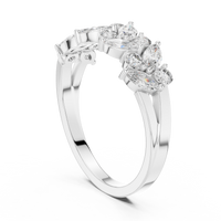 Sculptural Cluster Band — silver-tone digital render, view 1