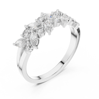 Sculptural Cluster Band — silver-tone digital render, view 2