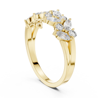 Sculptural Cluster Band — yellow-gold-tone digital render, view 1