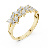 Sculptural Cluster Band — yellow-gold-tone digital render, view 2
