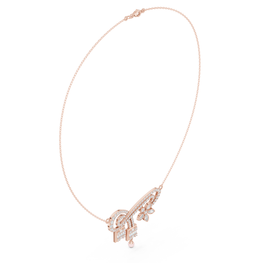 Swirl and Floral Pendant Necklace — SBWN-029 — digital design render