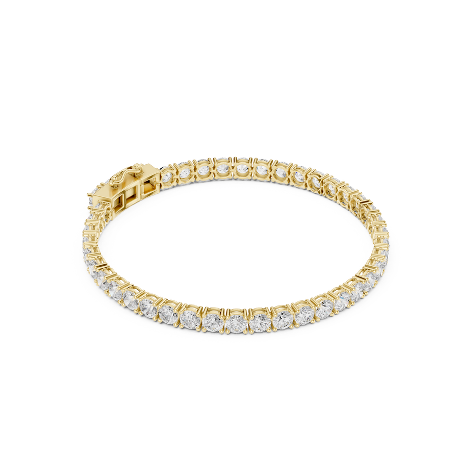 Round-Stone Tennis Bracelet — 10CT Design — digital render in a yellow metal tone