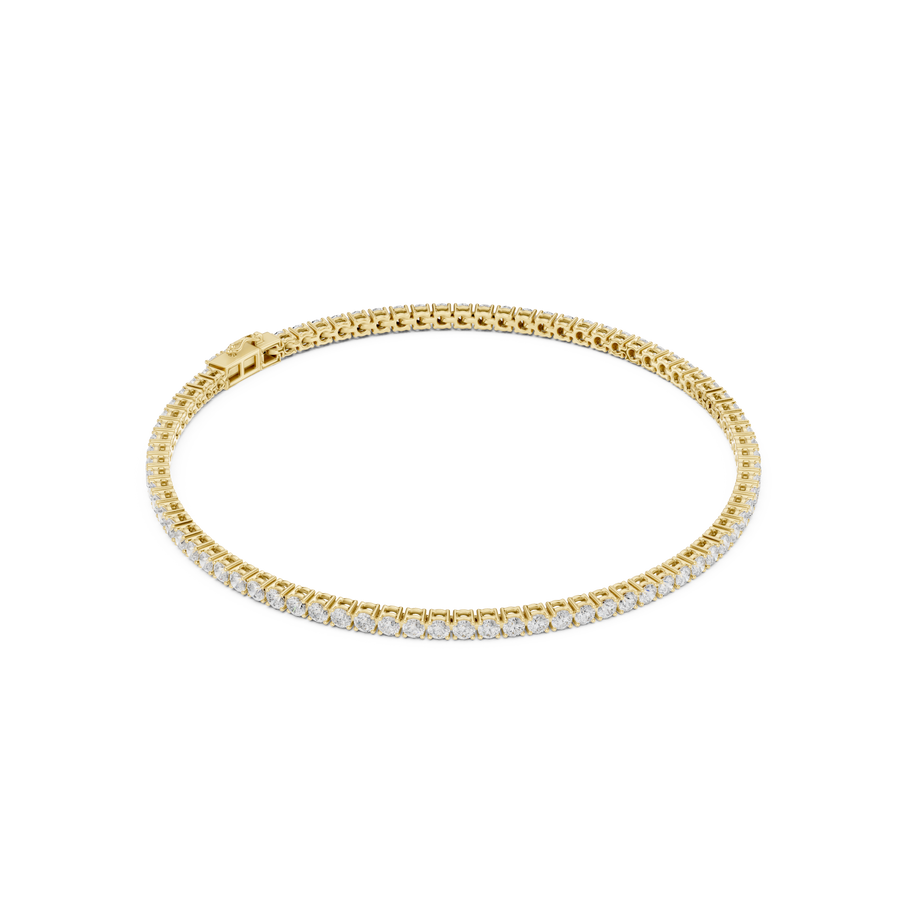 Round-Stone Tennis Bracelet — 2CT Design — digital render in a yellow metal tone