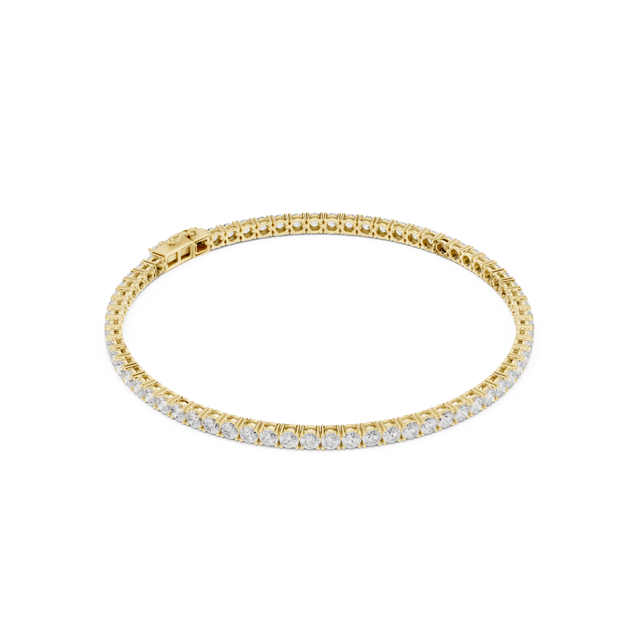 Round-Stone Tennis Bracelet — 4CT Design — digital render in a yellow metal tone
