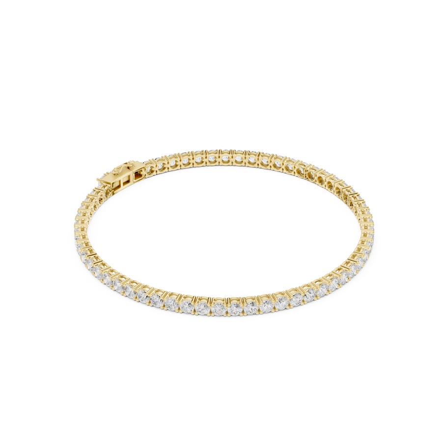 Round-Stone Tennis Bracelet — 5CT Design — digital render in a yellow metal tone