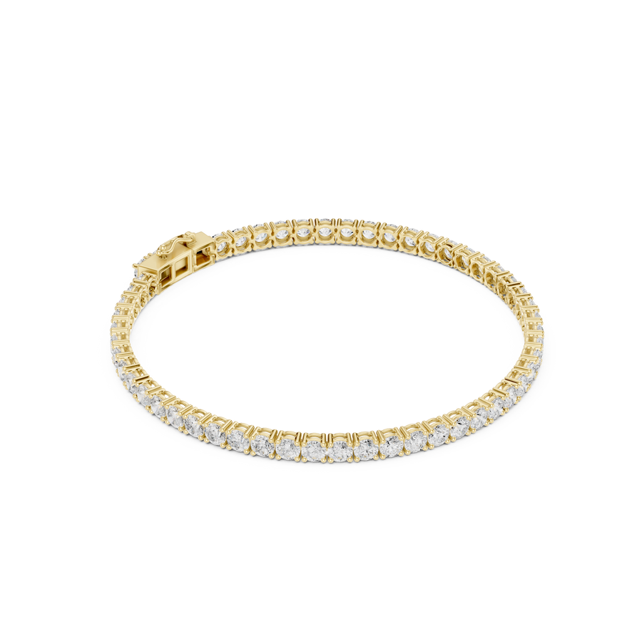 Round-Stone Tennis Bracelet — 6CT Design — digital render in a yellow metal tone