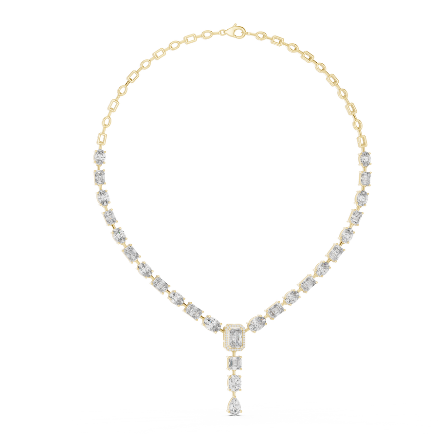Three-Stone Y-Drop Necklace — GNK-0021 — digital design render