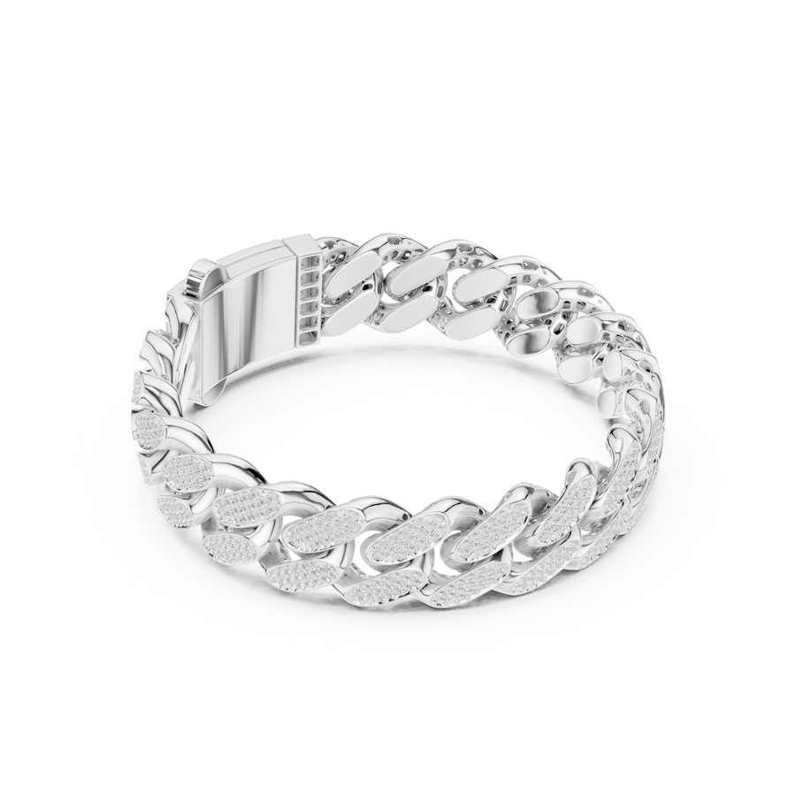 Wide Pavé Curb Link Bracelet — B9-077 — digital design render